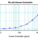 To detect hEndostatin by sandwich ELISA (using 100ul/well antibody solution) a concentration of 0.5 - 2.0 ug/ml of this antibody is required. This antigen affinity purified antibody, in conjunction with ProSci’s Biotinylated Anti-Human Endostatin (38-195) as a detection antibody, allows the detection of at least 0.2 - 0.4 ng/well of recombinant hEndostatin.