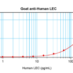 To detect hLEC by sandwich ELISA (using 100 ul/well antibody solution) a concentration of 0.5 - 2.0 ug/ml of this antibody is required. This antigen affinity purified antibody, in conjunction with ProSci’s Biotinylated Anti-Human LEC (38-256) as a detection antibody, allows the detection of at least 0.2 - 0.4 ng/well of recombinant hLEC.