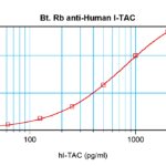 To detect hI-TAC by sandwich ELISA (using 100 ul/well antibody solution) a concentration of 0.25 – 1.0 ug/ml of this antibody is required. This biotinylated polyclonal antibody, in conjunction with ProSci’s Polyclonal Anti-Human I-TAC (XP-5205) as a capture antibody, allows the detection of at least 0.2 – 0.4 ng/well of recombinant hI-TAC.