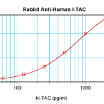 To detect hI-TAC by sandwich ELISA (using 100 ul/well antibody solution) a concentration of 0.5 - 2.0 ug/ml of this antibody is required. This antigen affinity purified antibody, in conjunction with ProSci’s Biotinylated Anti-Human I-TAC (XP-5205Bt) as a detection antibody, allows the detection of at least 0.2 - 0.4 ng/well of recombinant hI-TAC.