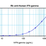 To detect Human IFN-gamma by sandwich ELISA (using 100 ul/well antibody solution) a concentration of 0.5 - 2.0 ug/ml of this antibody is required. This antigen affinity purified antibody, in conjunction with ProSci’s Biotinylated Anti-Human IFN-gamma (XP-5155Bt) as a detection antibody, allows the detection of at least 0.2 - 0.4 ng/well of recombinant Human IFN-gamma.