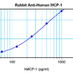 To detect hMCP-1(MCAF) by sandwich ELISA (using 100 ul/well antibody solution) a concentration of 0.5 - 2.0 ug/ml of this antibody is required. This antigen affinity purified antibody, in conjunction with ProSci’s Biotinylated Anti-Human MCP-1(MCAF) (XP-5218Bt) as a detection antibody, allows the detection of at least 0.2 - 0.4 ng/well of recombinant hMCP-1(MCAF).