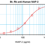 To detect hNAP-2 by sandwich ELISA (using 100 ul/well antibody solution) a concentration of 0.25 – 1.0 ug/ml of this antibody is required. This biotinylated polyclonal antibody, in conjunction with ProSci’s Polyclonal Anti-Human NAP-2 (XP-5244) as a capture antibody, allows the detection of at least 0.2 – 0.4 ng/well of recombinant hNAP-2.
