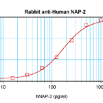 To detect hNAP-2 by sandwich ELISA (using 100 ul/well antibody solution) a concentration of 0.5 - 2.0 ug/ml of this antibody is required. This antigen affinity purified antibody, in conjunction with ProSci’s Biotinylated Anti-Human NAP-2 (XP-5244Bt) as a detection antibody, allows the detection of at least 0.2 - 0.4 ng/well of recombinant hNAP-2.