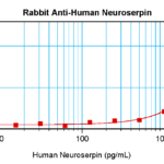 To detect hNeuroserpin by sandwich ELISA (using 100ul/well antibody solution) a concentration of 0.5 - 2.0 ug/ml of this antibody is required. This antigen affinity purified antibody, in conjunction with ProSci’s Biotinylated Anti-Human Neuroserpin (38-296) as a detection antibody, allows the detection of at least 0.2 - 0.4 ng/well of recombinant hNeuroserpin.