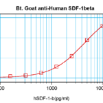 To detect Human SDF-1-beta by sandwich ELISA (using 100 ul/well antibody solution) a concentration of 0.25 – 1.0 ug/ml of this antibody is required. This biotinylated polyclonal antibody, in conjunction with ProSci’s Polyclonal Anti-Human SDF-1-beta (XP-5271) as a capture antibody, allows the detection of at least 0.2 – 0.4 ng/well of recombinant Human SDF-1-beta.