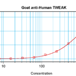 To detect hTWEAK by sandwich ELISA (using 100 ul/well antibody solution) a concentration of 0.5 - 2.0 ug/ml of this antibody is required. This antigen affinity purified antibody, in conjunction with ProSci’s Biotinylated Anti-Human TWEAK (XP-5290Bt) as a detection antibody, allows the detection of at least 0.2 - 0.4 ng/well of recombinant hTWEAK.