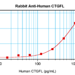 To detect hCTGFL/WISP-2 by sandwich ELISA (using 100 ul/well antibody solution) a concentration of 0.5 - 2.0 ug/ml of this antibody is required. This antigen affinity purified antibody, in conjunction with ProSci’s Biotinylated Anti-Human CTGFL/WISP-2 (38-144) as a detection antibody, allows the detection of at least 0.2 - 0.4 ng/well of recombinant hCTGFL/WISP-2.