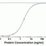 Recombinant protein as test antigen. Affi-pure IgY as primary antibody and Goat anti-IgY-HRP as 2nd antibody. Fixed amount of Ab (1 ug/mL) and serial dilutions of antigen.