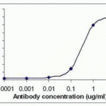 Peptide as test antigen. Affi-pure IgY as primary antibody and Goat anti-IgY-HRP as 2nd antibody. Fixed amount of antigen (5 ug / mL) and serial dilutions of IgY.