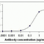 Peptide as test antigen. Affi-pure IgY as primary antibody and Goat anti-IgY-HRP as 2nd antibody. Fixed amount of antigen (5 ug/mL) and serial dilutions of IgY.