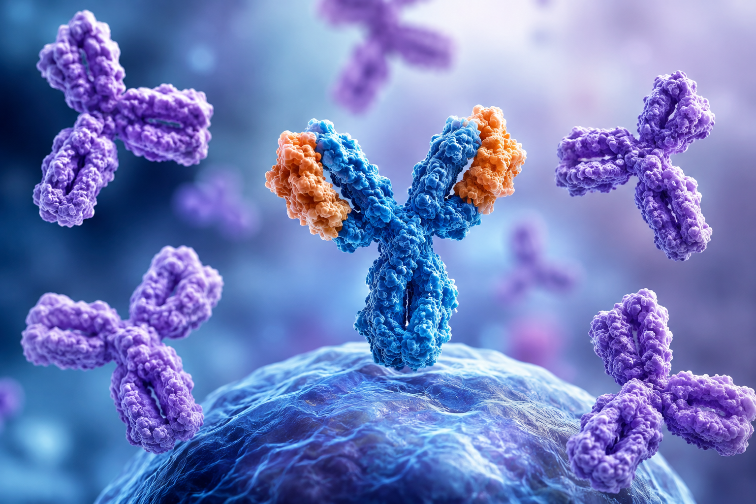 Diagram illustrating how anti-idiotypic antibodies recognize the variable region of a therapeutic monoclonal antibody